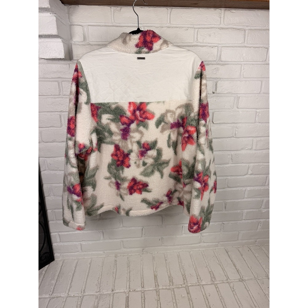 Tommy Bahama Women's XL Ivory Floral Sherpa Snap Pullover Fleece Jacket - Picture 5 of 5